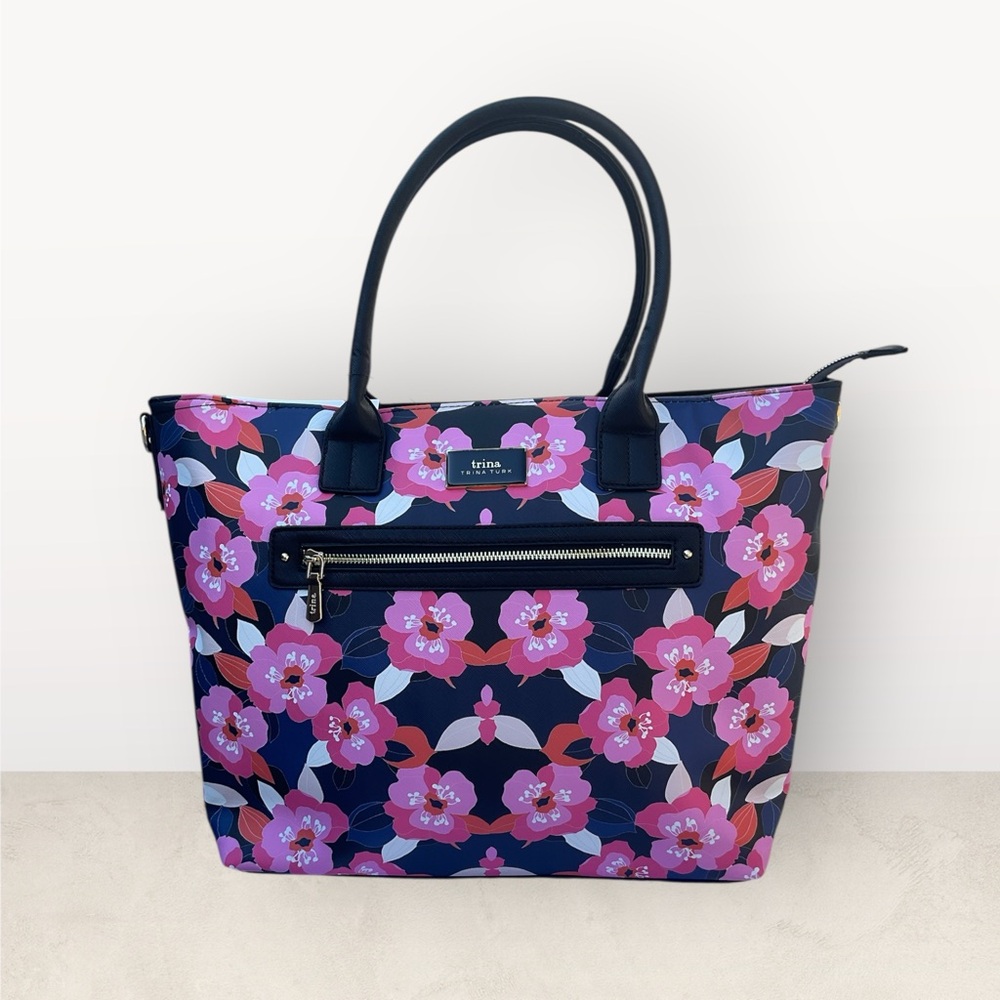 New Trina Turk Vegan Leather floral Print Tote